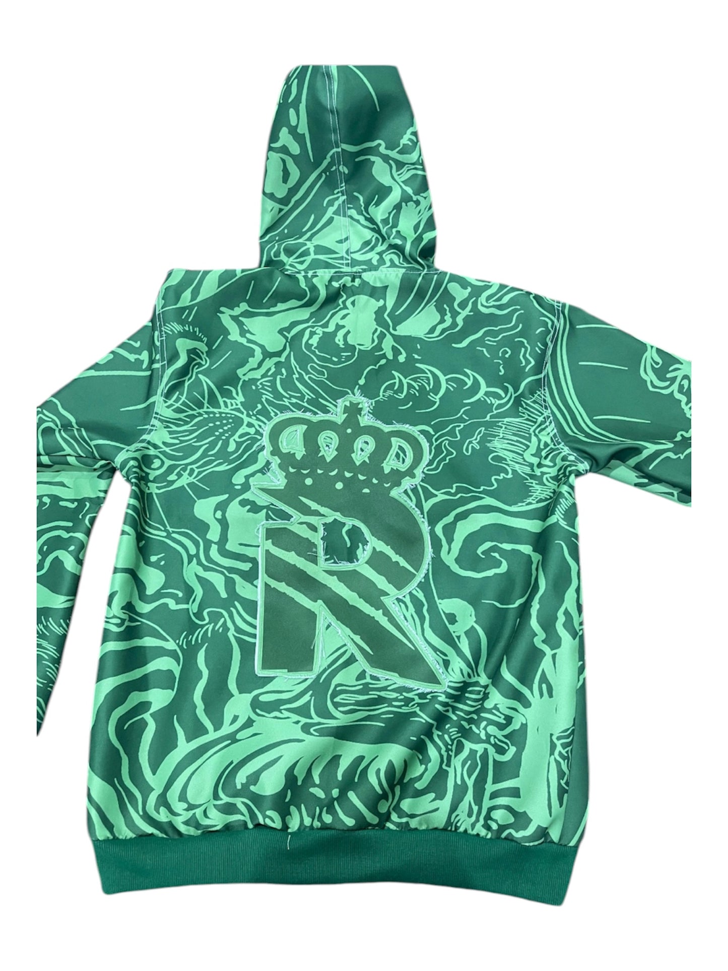 Green denim zip up jacket