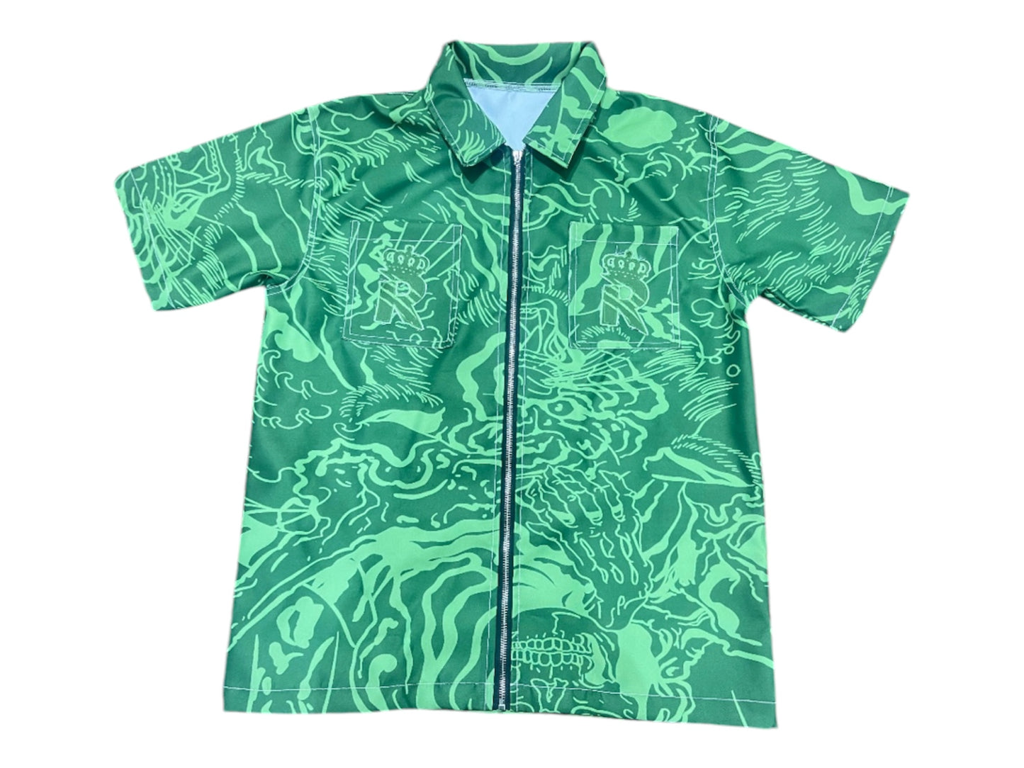 Short sleeve denim zip up