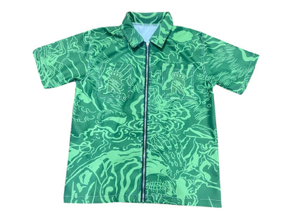 Short sleeve denim zip up