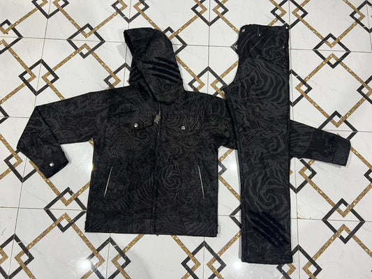 denim zip up with hood