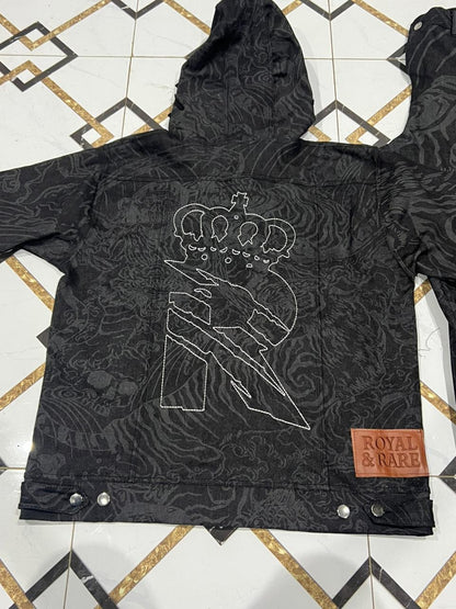 denim zip up with hood